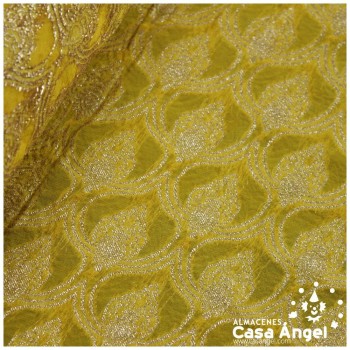 GASA JACQUARD AMARILLO Y ORO SERIE MAHAL 135cm