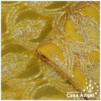 GASA JACQUARD AMARILLO Y ORO SERIE MAHAL 135cm