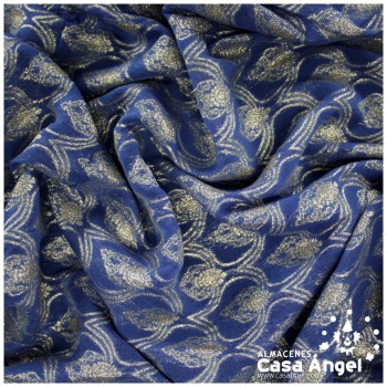 GASA JACQUARD AZUL Y ORO SERIE MAHAL 135cm