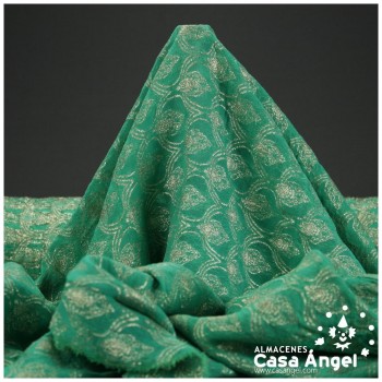 GASA JACQUARD VERDE Y ORO SERIE MAHAL 135cm