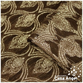 GASA JACQUARD MARRÓN Y ORO SERIE MAHAL 135cm