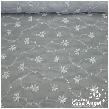 GASA BORDADA HILO PLATA DOBLE ORILLA 130cm