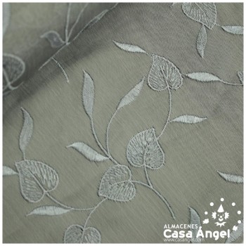 GASA BORDADA GRIS CON FLORECILLAS 100cm