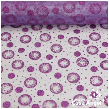 ORGANZA MORADA CON LUNARES GLITTER SERIE COTILLA 150cm