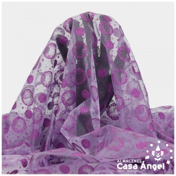 ORGANZA MORADA CON LUNARES GLITTER SERIE COTILLA 150cm