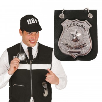 CARTERA CON PLACA DE POLICÍA 15cm