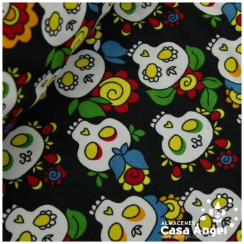 STRETCH ESTAMPADO SERIE FIESTA CALAVERA MEXICANA 150cm