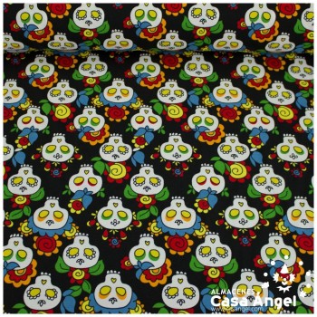 STRETCH ESTAMPADO SERIE FIESTA CALAVERA MEXICANA 150cm