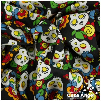 STRETCH ESTAMPADO SERIE FIESTA CALAVERA MEXICANA 150cm