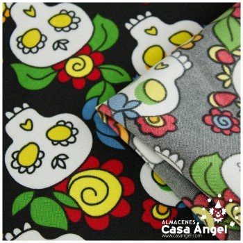 STRETCH ESTAMPADO SERIE FIESTA CALAVERA MEXICANA 150cm