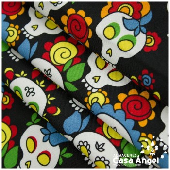 STRETCH ESTAMPADO SERIE FIESTA CALAVERA MEXICANA 150cm