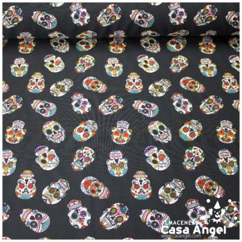 STRETCH ESTAMPADO SERIE FIESTA CALAVERA MEXICANA 150cm