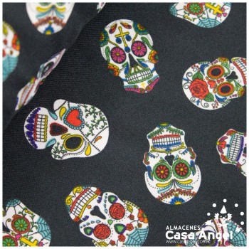 STRETCH ESTAMPADO SERIE FIESTA CALAVERA MEXICANA 150cm