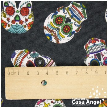 STRETCH ESTAMPADO SERIE FIESTA CALAVERA MEXICANA 150cm