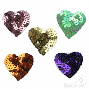 CORAZONES LENTEJUELAS DE COLORES 3cm BOLSA 10uds