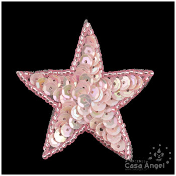 ESTRELLA LENTEJUELA CUBETA Y ROCALLA ROSA 5cm BOLSA 2uds