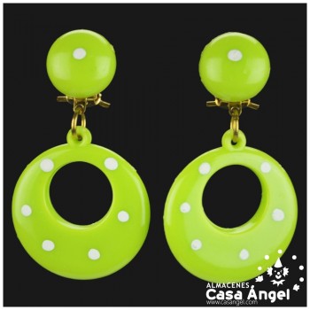 PENDIENTES FLAMENCOS CON LUNARES PARA MUJER 22x48cm