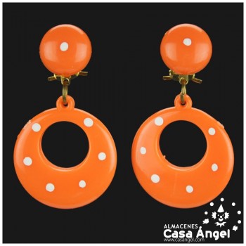 PENDIENTES FLAMENCOS CON LUNARES PARA MUJER 22x48cm