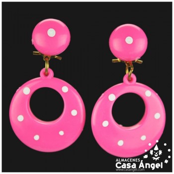 PENDIENTES FLAMENCOS CON LUNARES PARA MUJER 22x48cm