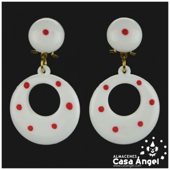 PENDIENTES FLAMENCOS CON LUNARES PARA MUJER 22x48cm