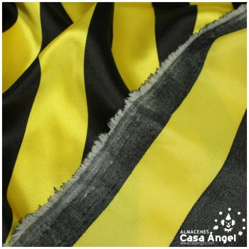 RASO ESTAMPADO A RAYAS AMARILLO Y NEGRO SERIE BARRAS 150cm