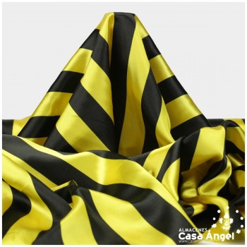 RASO ESTAMPADO A RAYAS AMARILLO Y NEGRO SERIE BARRAS 150cm