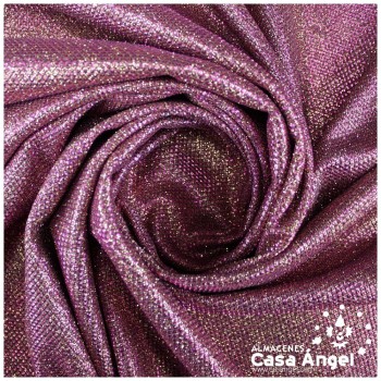 PUNTO LAMÉ MORADO Y ORO CON GLITTER SERIE GARBO 150cm