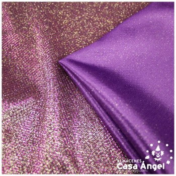 PUNTO LAMÉ MORADO Y ORO CON GLITTER SERIE GARBO 150cm